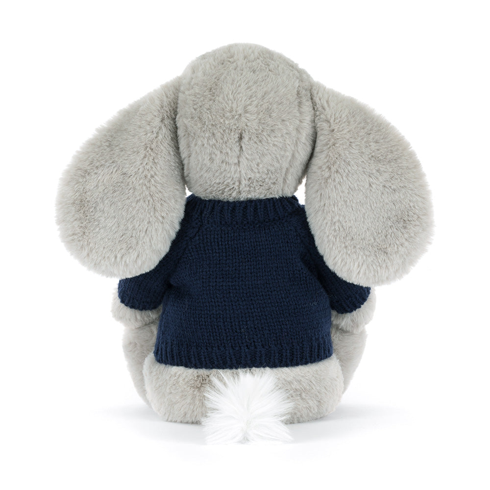 Bashful Luxe Elephant Thuddeus with Personalised Navy Jumper, View 3