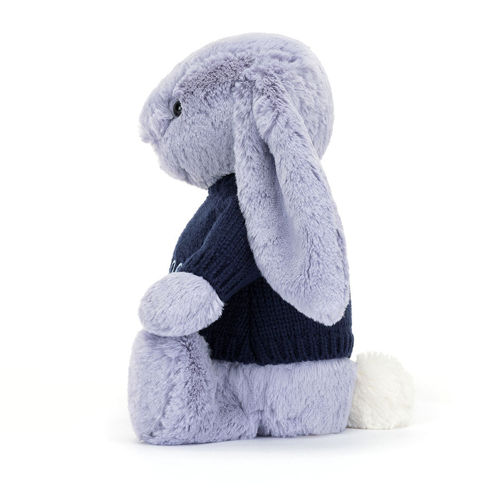 Bashful Viola Bunny with Personalised Navy Jumper , View 2