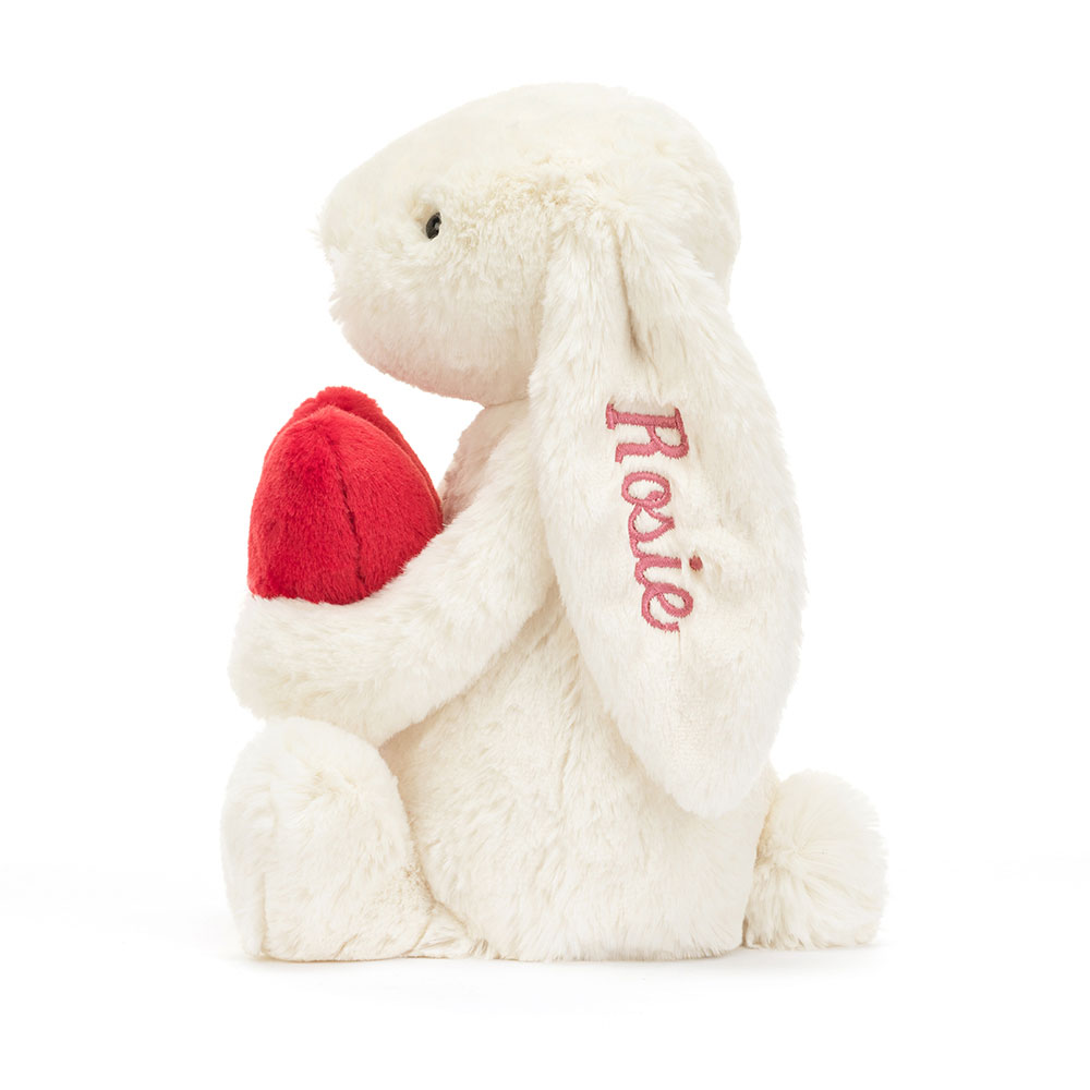 Personalised Bashful Red Love Heart Bunny Medium, View 2