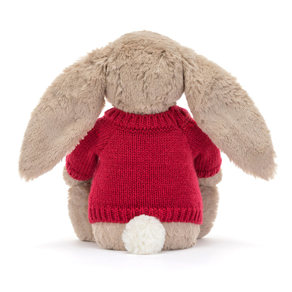 Blossom Beige Bunny 'Petal' with Personalised Red Jumper, View 3