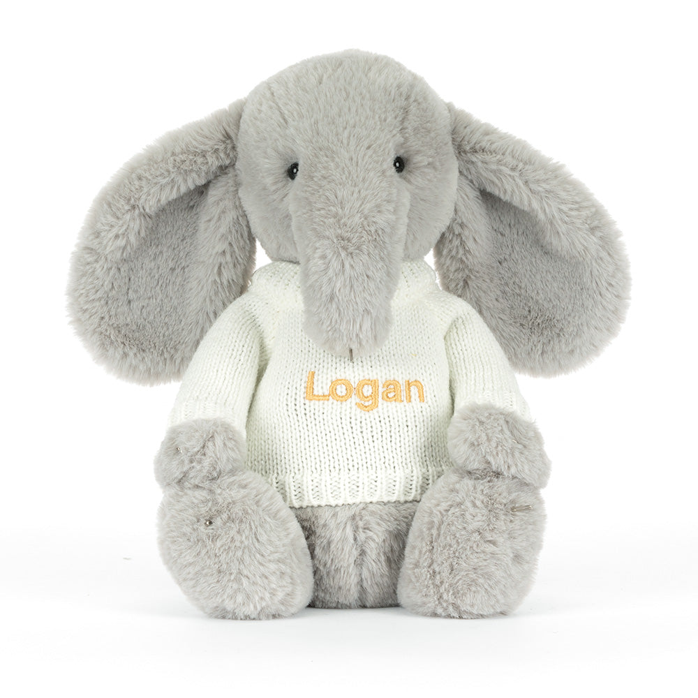 Bashful Luxe Elephant Thuddeus with Personalised Cream Jumper, View 4