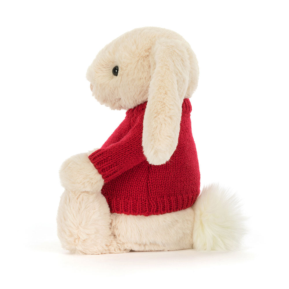 Bashful Luxe Bunny Willow with Personalised Red Jumper, View 3