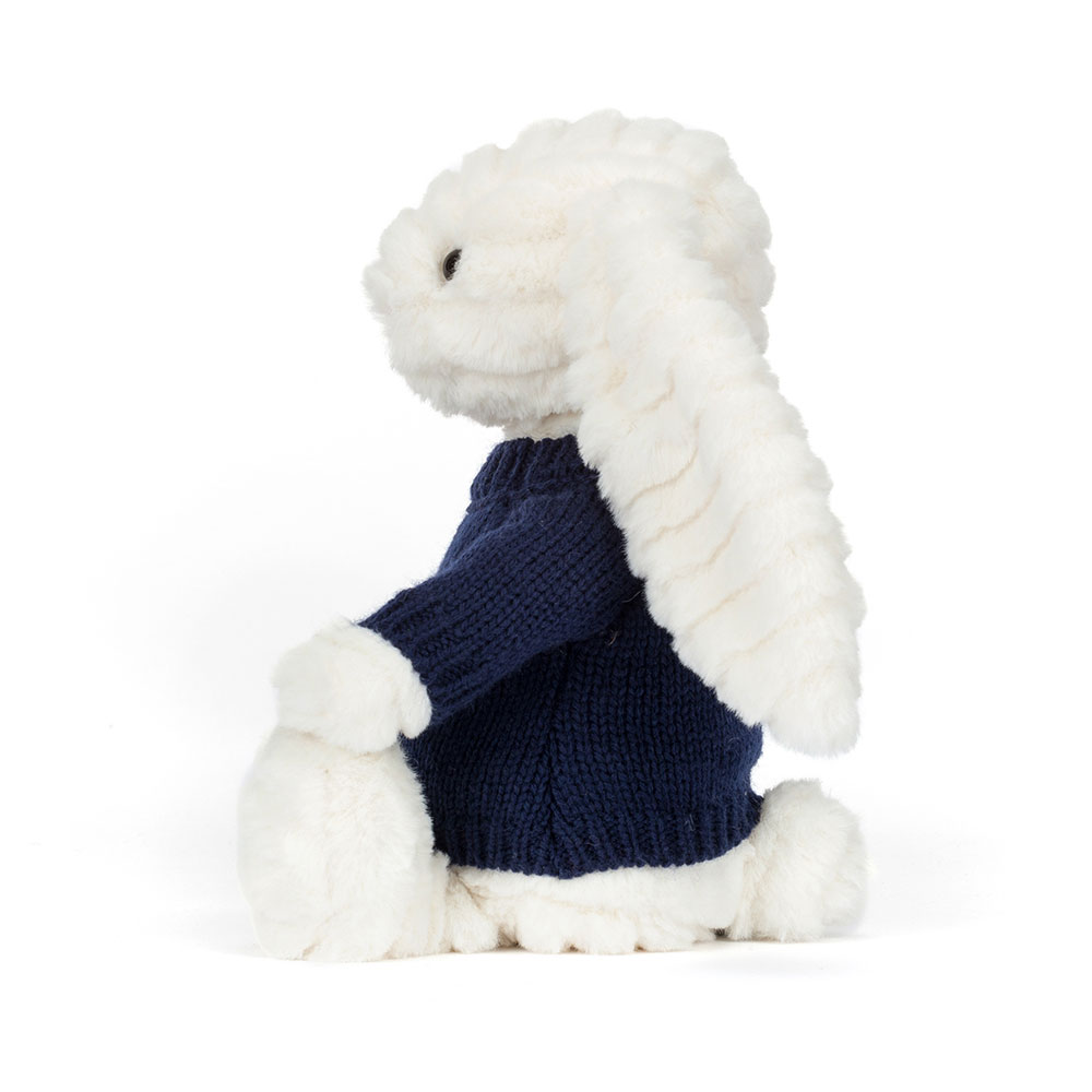 Bashful Luxe Bunny Nimbus With Personalised Navy Jumper, View 3