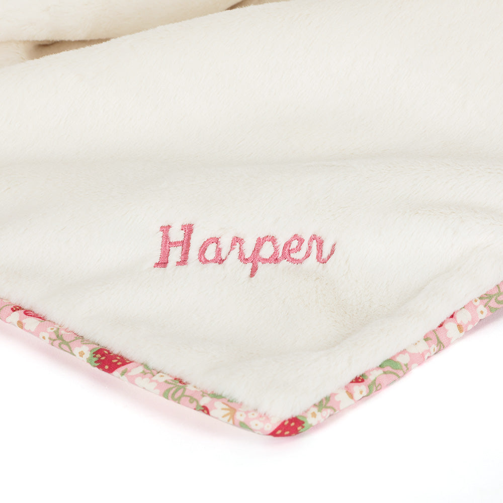 Personalised Blossom Cream Bunny 'Berry' Blankie, view 2