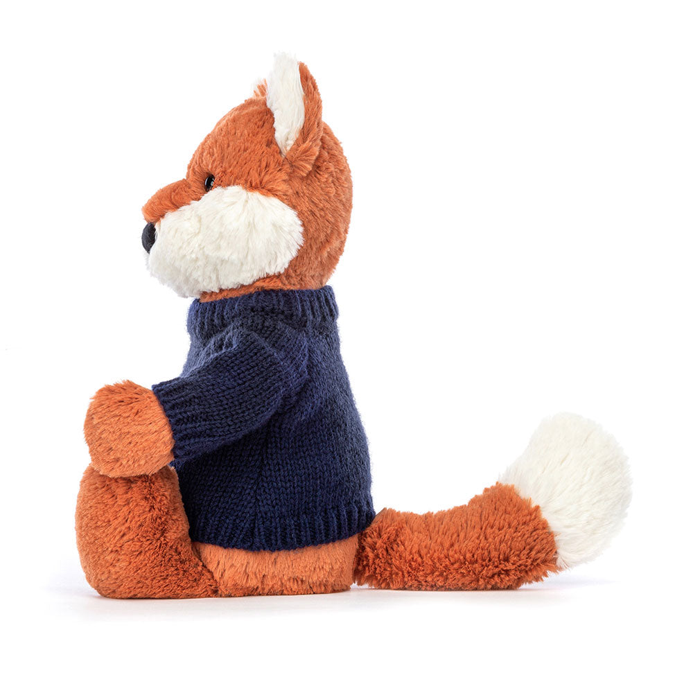 Bashful Fox Cub with Personalised Navy Jumper, View 3